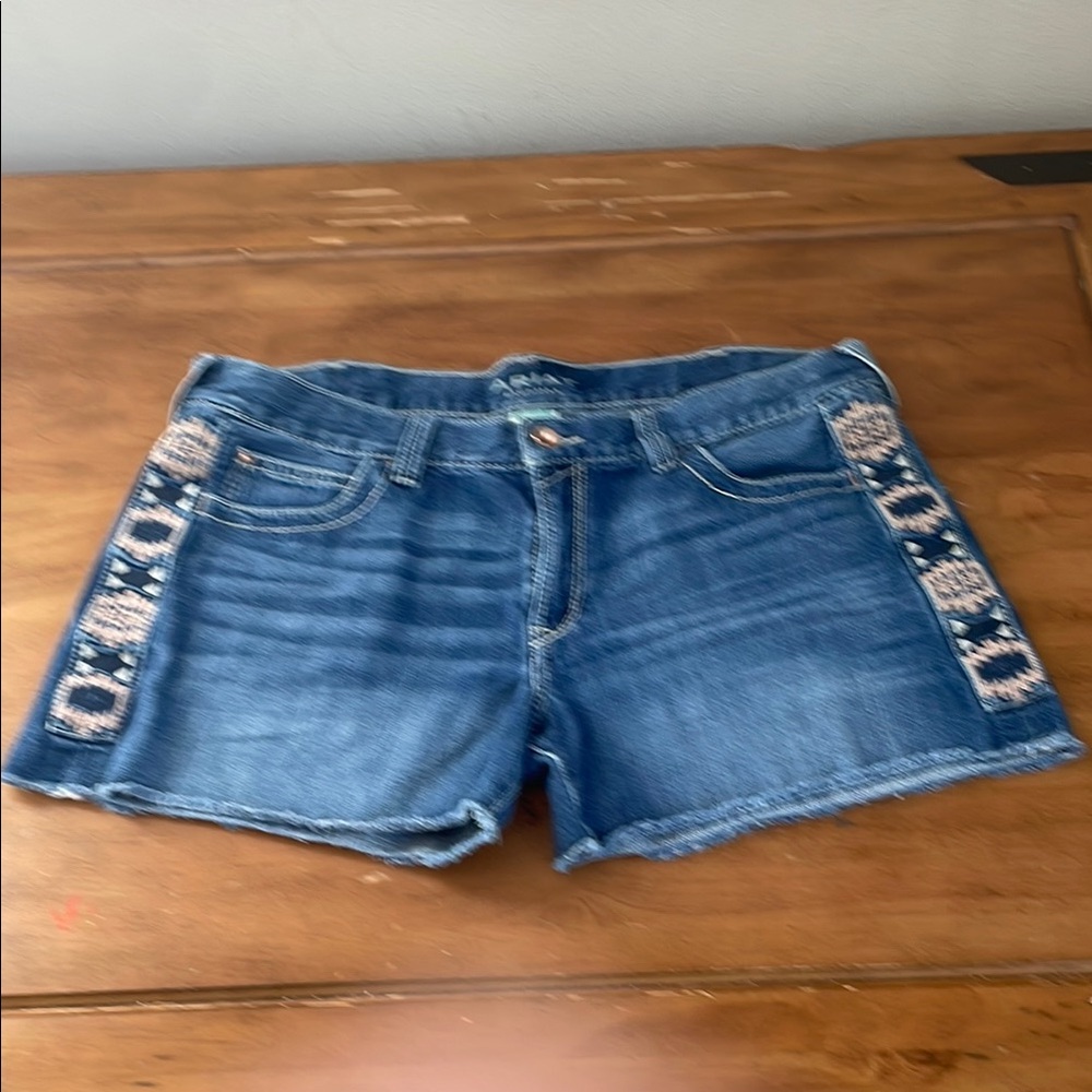Ariat Blue Jean Shorts with Patterned Sides